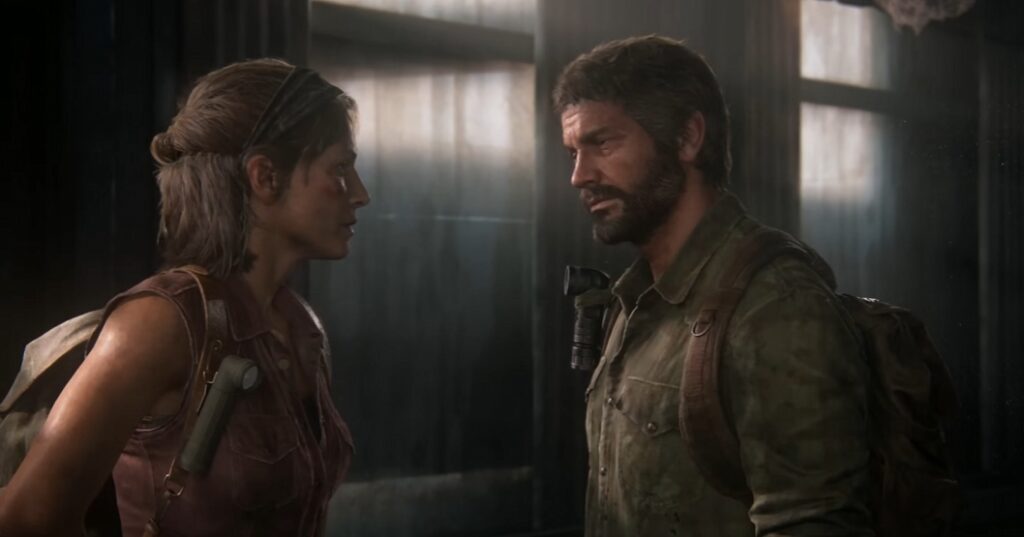 Джоэл и Тесс из The Last of Us разговаривают в комнате