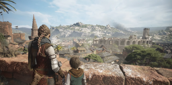 Амиция и Гуго смотрят на город, A Plague Tale