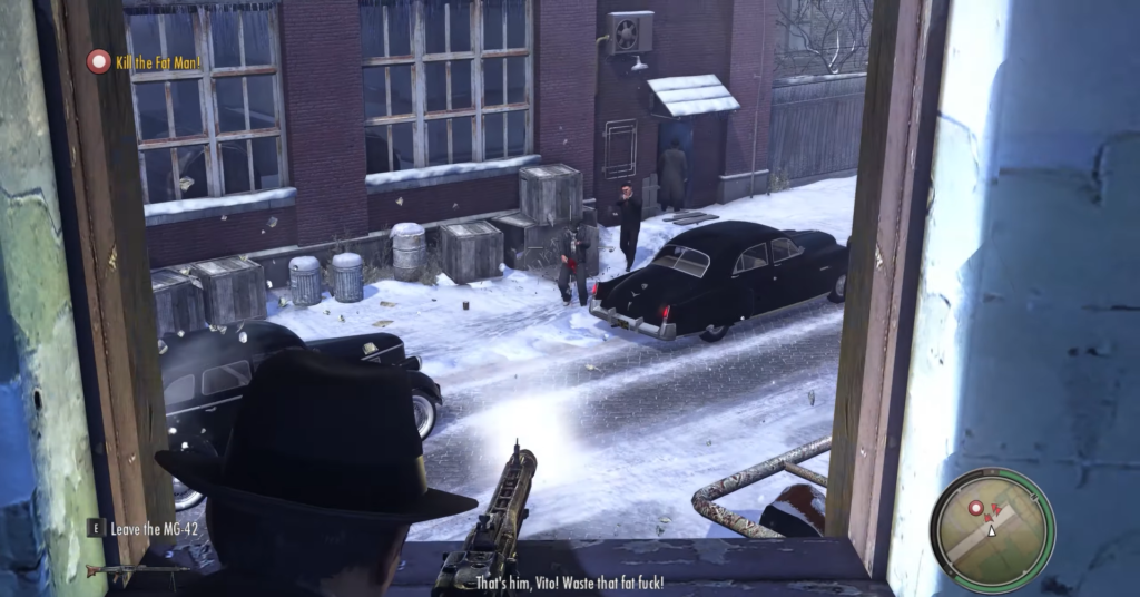 Вито Скалетта из Mafia II стреляет из окна