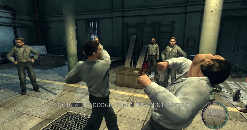 Драка заключённых в тюремном спортзале в Mafia II