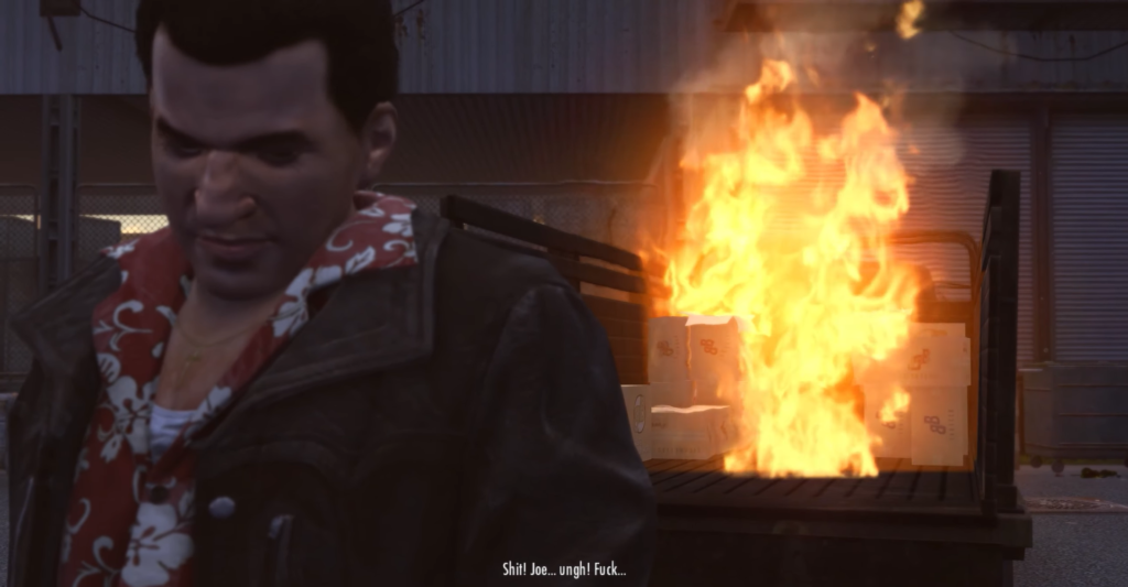 Нико Беллик из GTA IV у горящего грузовика