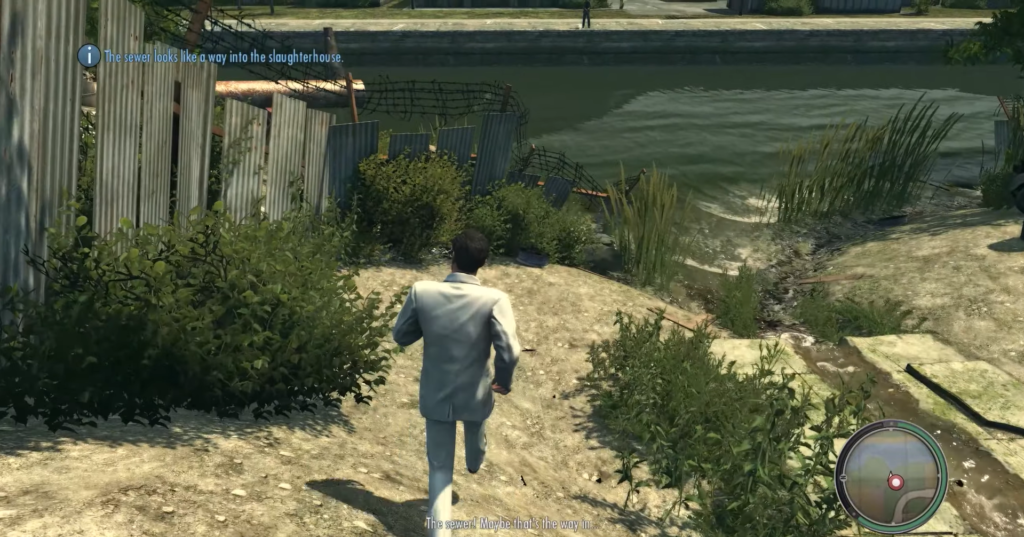 Вито Скалетта бежит к реке в Mafia II