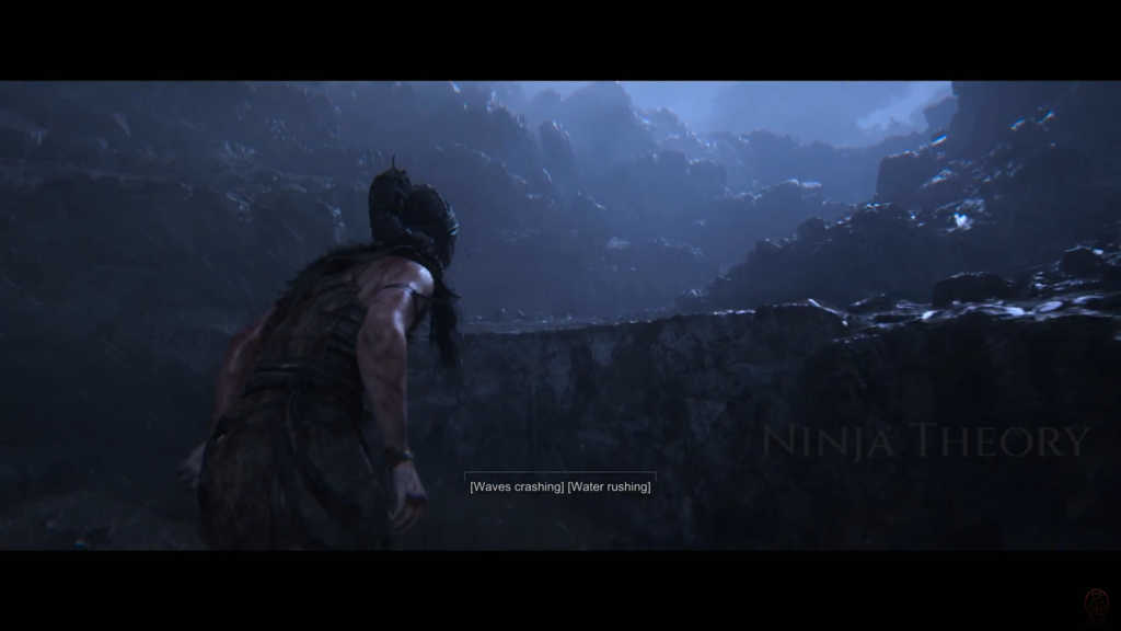 Сенуа из Hellblade смотрит на море у скал
