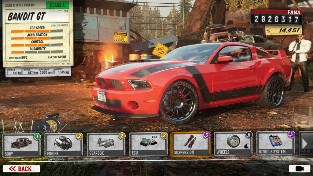 Красный Bandit GT стоит на свалке в игре