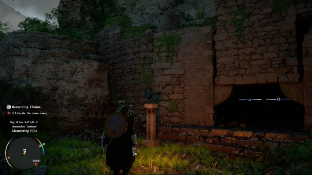 Эйвор из Assassin’s Creed Valhalla стоит у руин
