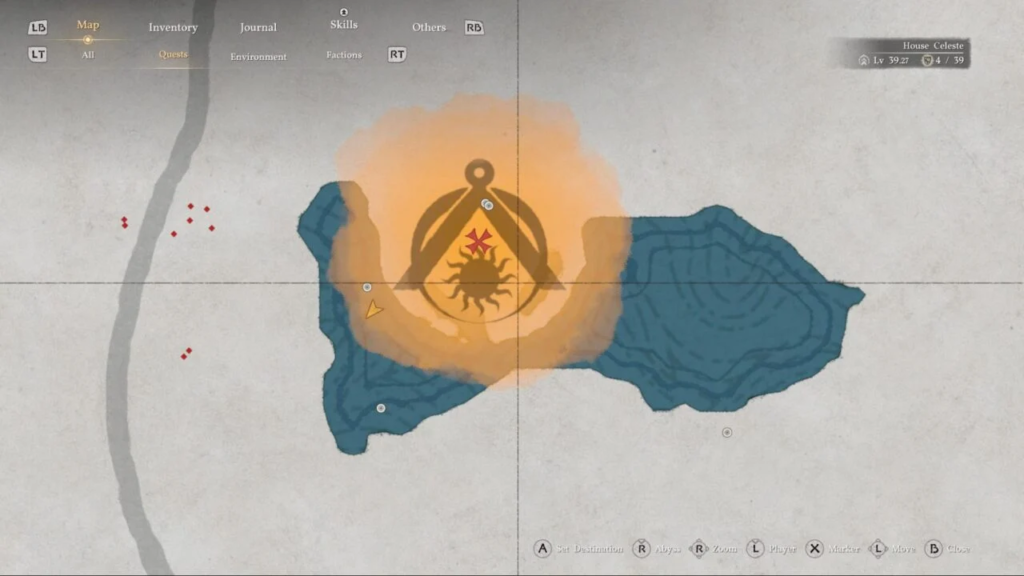 Карта Dragon’s Dogma 2 с отмеченной зоной House Celeste