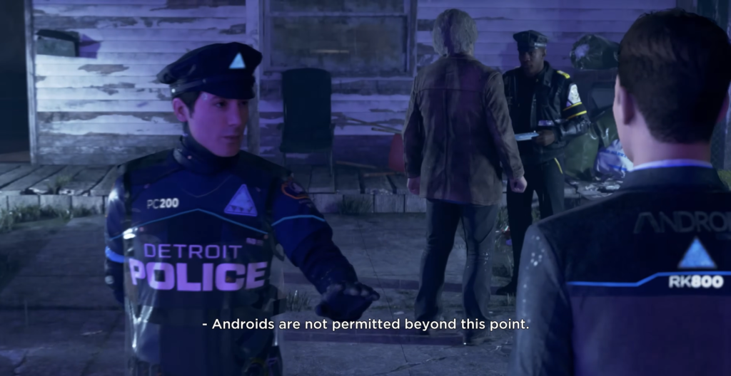 Полицейский останавливает Коннора RK800 в Detroit: Become Human