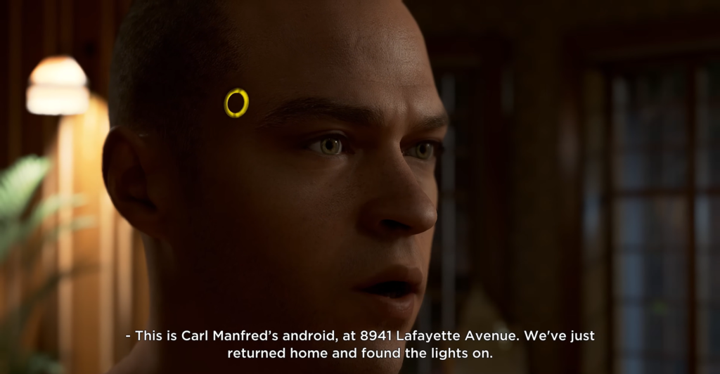 Андроид Коннор из Detroit: Become Human говорит в комнате