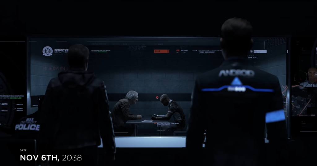Коннор из Detroit: Become Human наблюдает допрос в участке