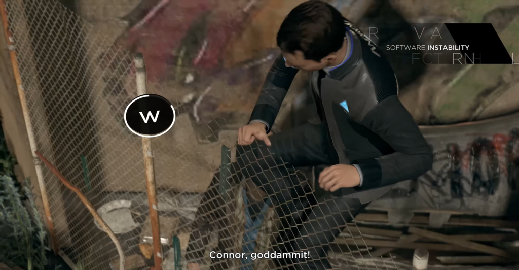 Коннор из Detroit: Become Human перелезает через забор