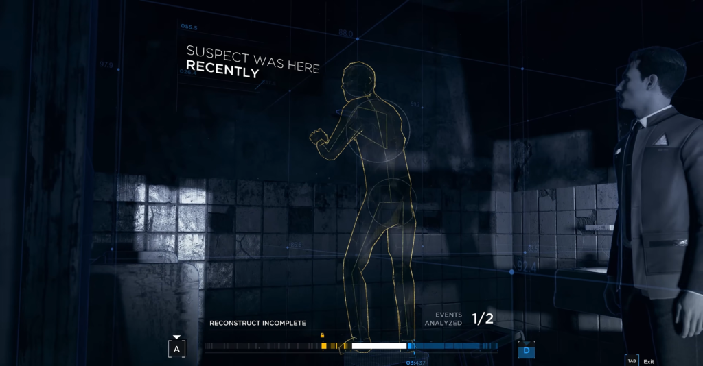 Коннор из Detroit: Become Human анализирует сцену в ванной