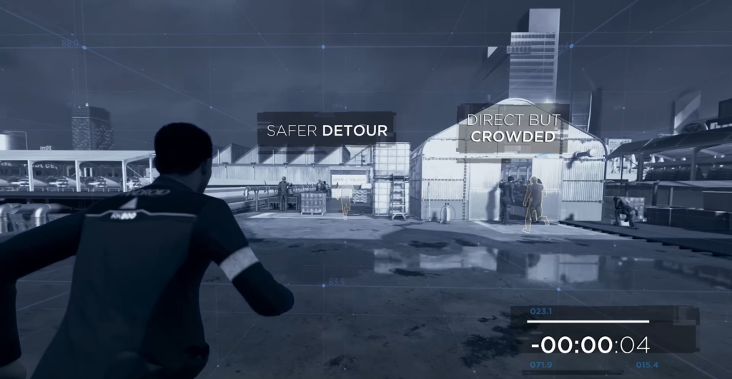 Коннор из Detroit: Become Human бежит по крыше склада