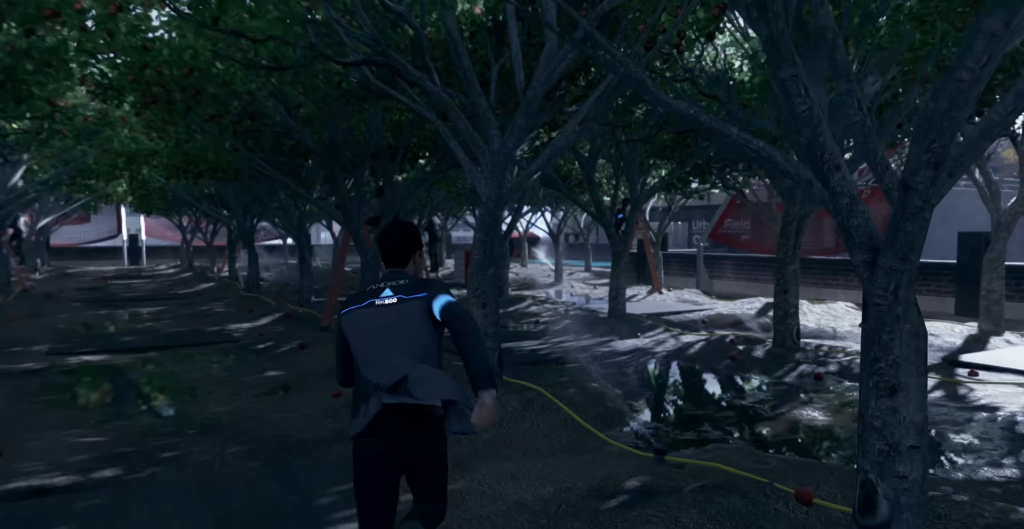 Коннор из Detroit: Become Human бежит по саду