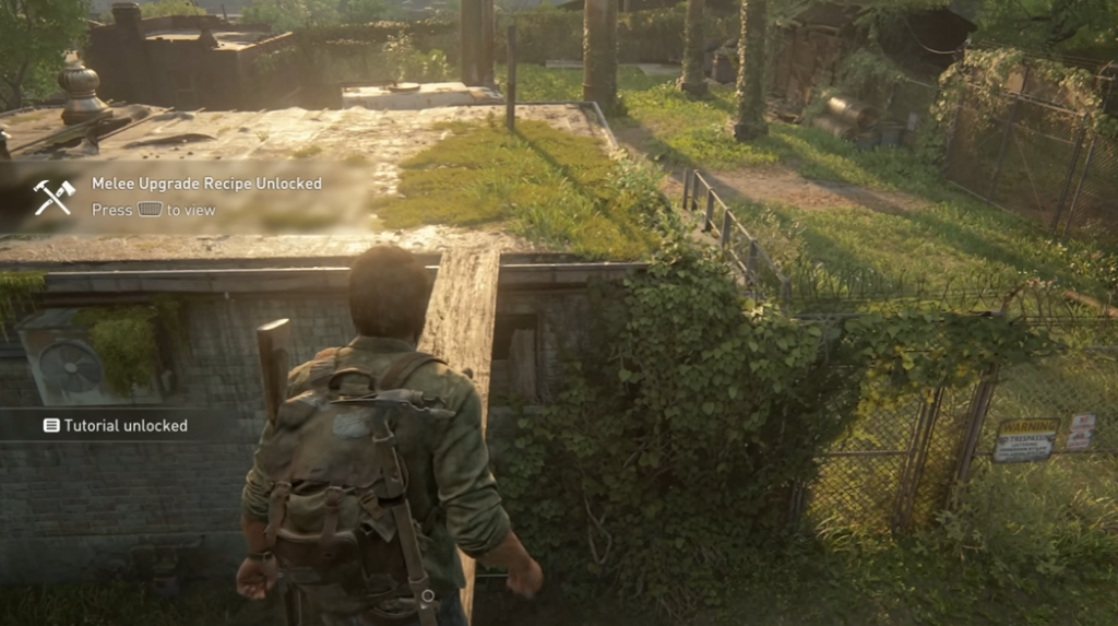 Джоэл из The Last of Us идет по доске на крыше