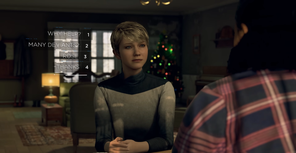 Кара из Detroit: Become Human разговаривает в гостиной