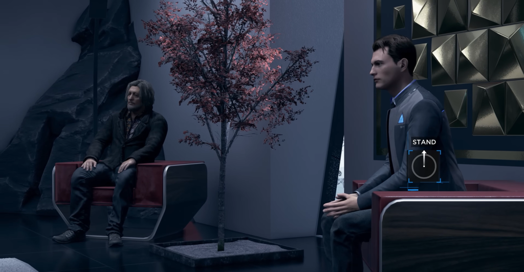 Коннор и Хэнк сидят в комнате, Detroit: Become Human