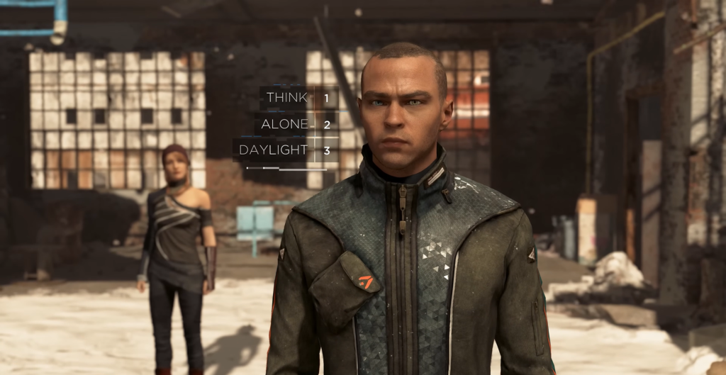 Маркус из Detroit: Become Human стоит в заброшенном цехе