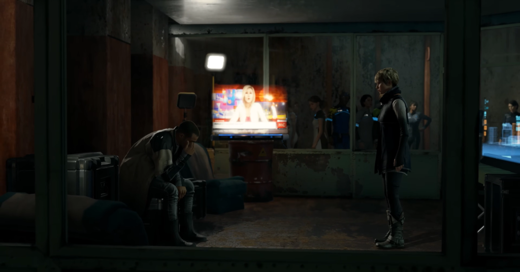 Кара и Маркус Detroit: Become Human в комнате ожидания