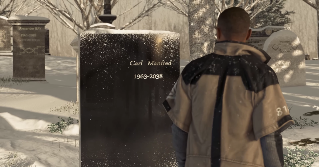 Маркус из Detroit: Become Human смотрит на могилу