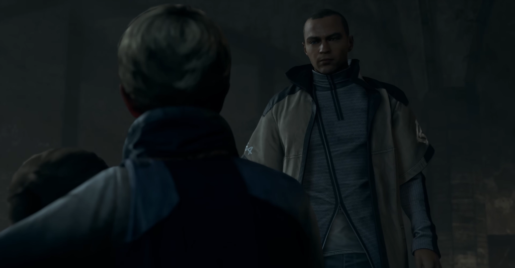 Маркус из Detroit: Become Human разговаривает в комнате