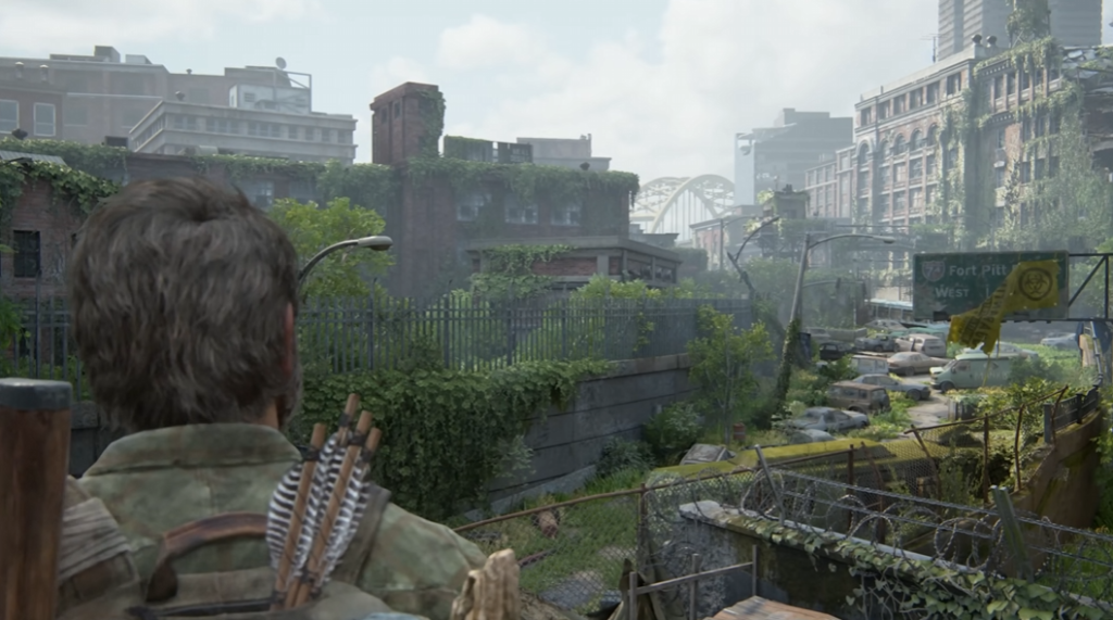 Джоэл из The Last of Us смотрит на город