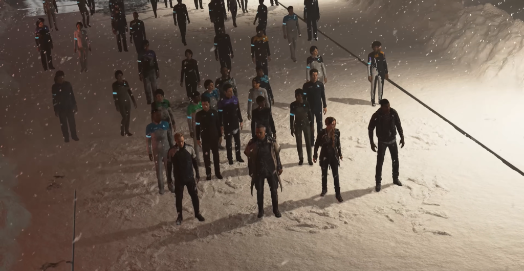 Андроиды Detroit: Become Human стоят на снегу
