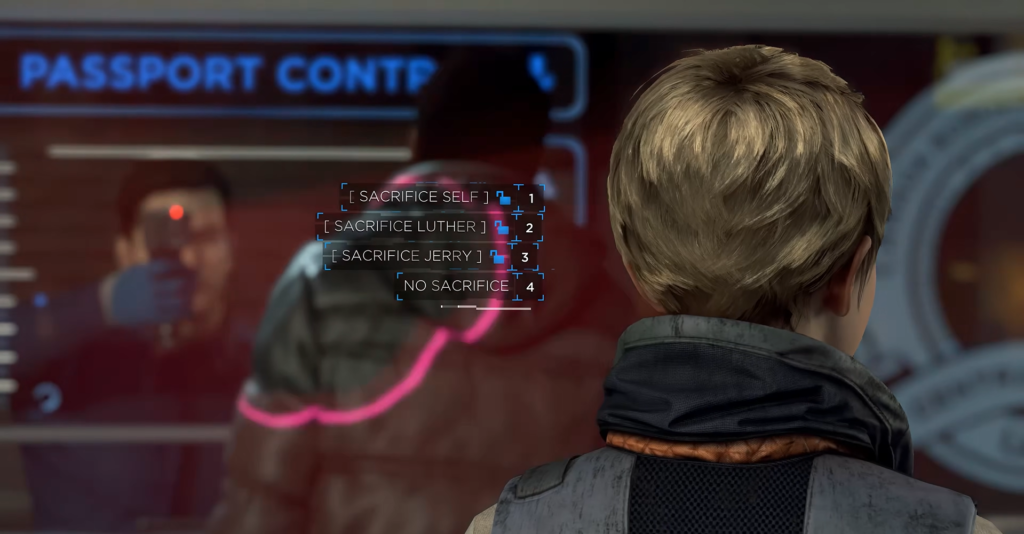 Кара из Detroit: Become Human выбирает жертву у терминала