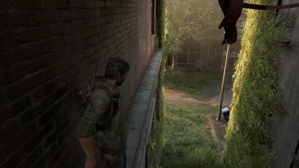 Джоэл из The Last of Us стоит у стены
