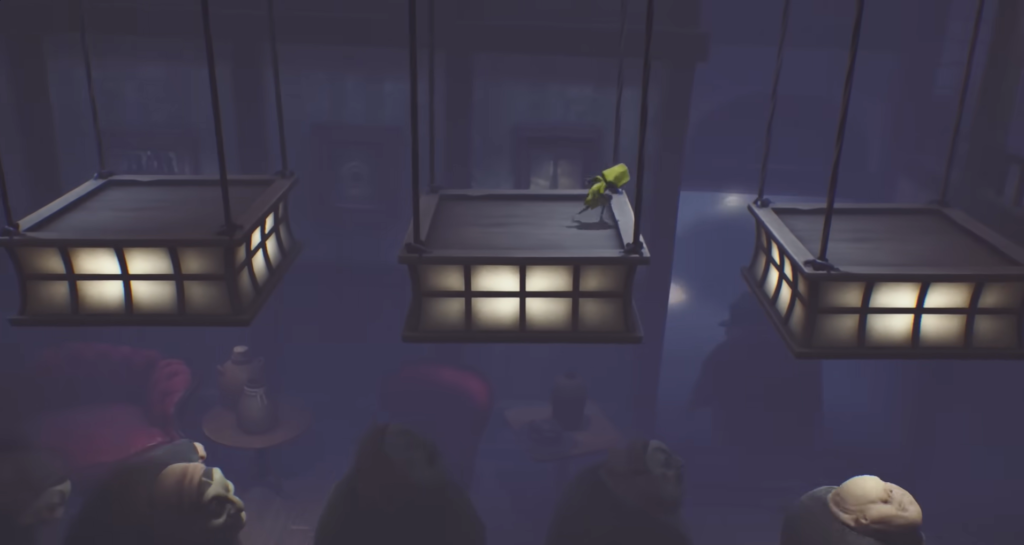 Шестая из Little Nightmares прыгает по подвесным фонарям