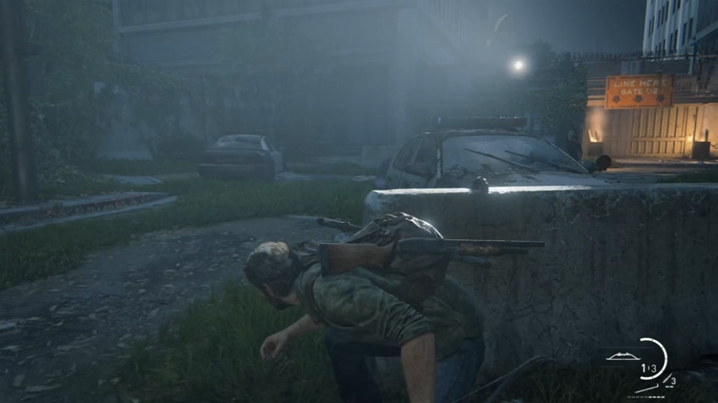 Джоэл из The Last of Us прячется за бетонным блоком