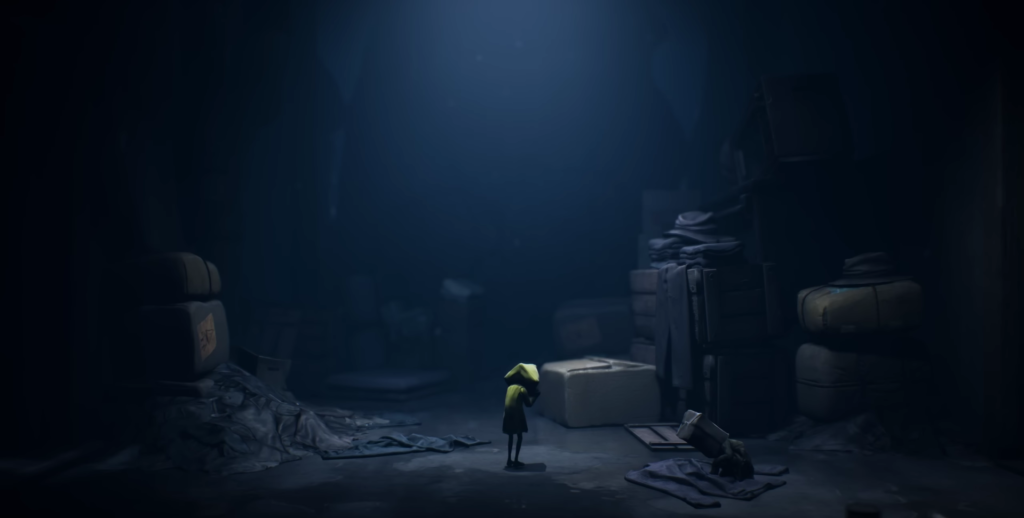 Шестая из Little Nightmares стоит в тёмном складе
