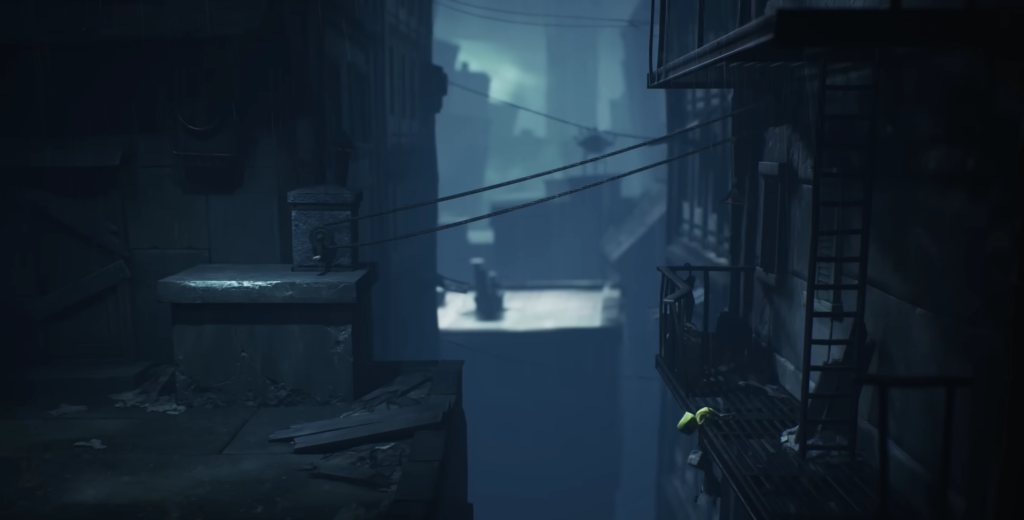 Шестая из Little Nightmares висит на балконе здания