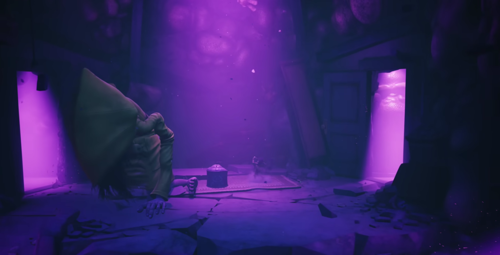 Шестой прячется под столом в фиолетовой комнате Little Nightmares