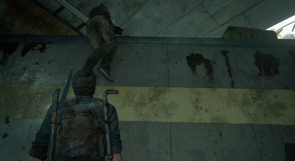 Джоэл из The Last of Us смотрит вверх в здании