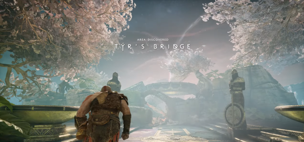 Кратос идет к мосту Тюра в God of War