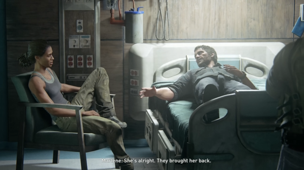Марлин и Джоэл разговаривают в больничной палате The Last of Us