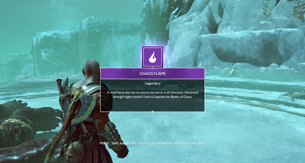 Кратос получает Chaos Flame в ледяной пещере God of War