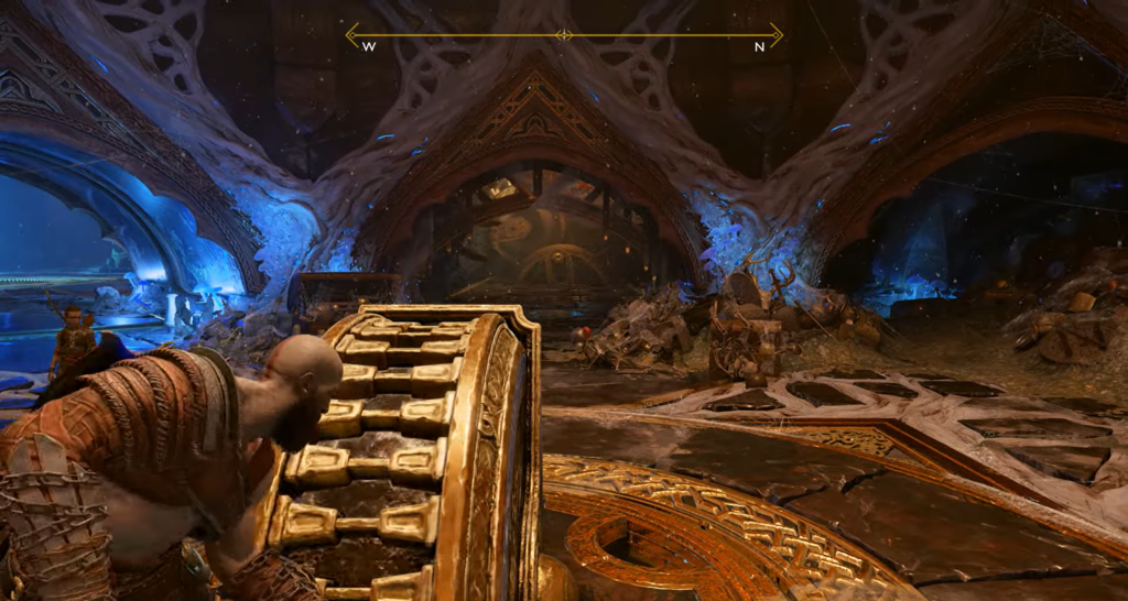 Atomic Heart gameplay aiming through tunnel entrance