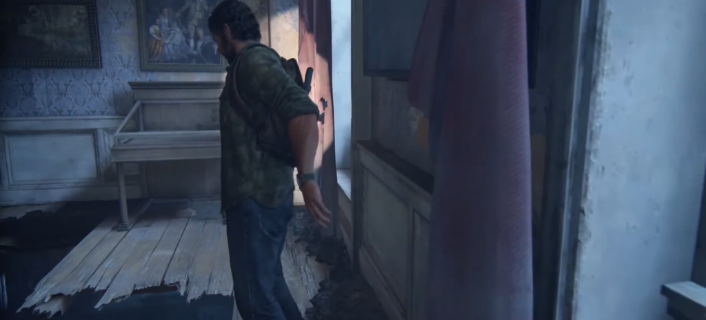 Джоэл из The Last of Us идет по коридору