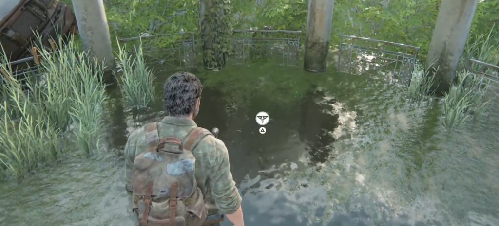 Джоэл из The Last of Us стоит в воде