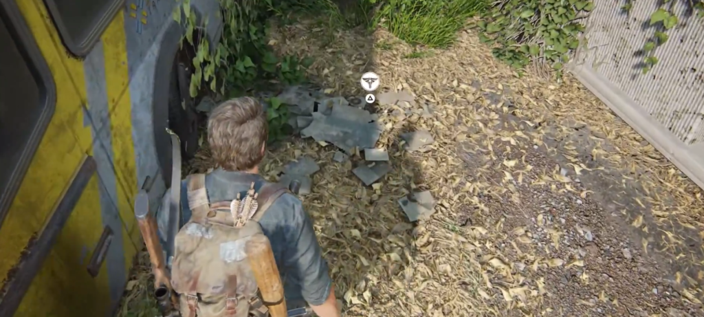 Джоэл из The Last of Us осматривает обломки у автобуса