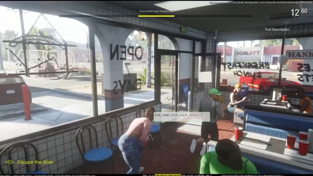 Персонажи GTA V дерутся в закусочной у окна