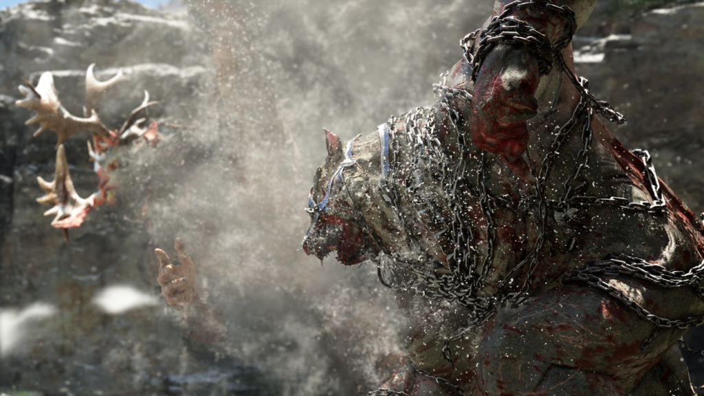 Кратос из God of War сражается в снегу