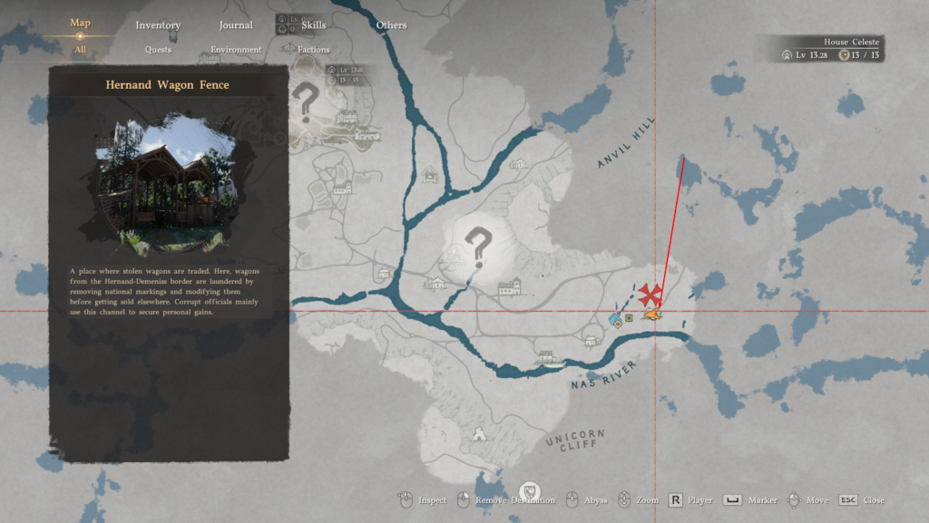 Карта Dragon’s Dogma 2 с меткой Hernand Wagon Fence