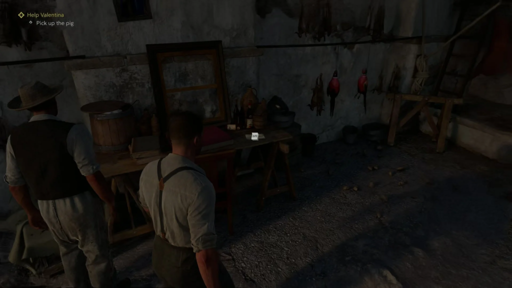 Персонаж стоит у верстака в сарае Red Dead Redemption 2