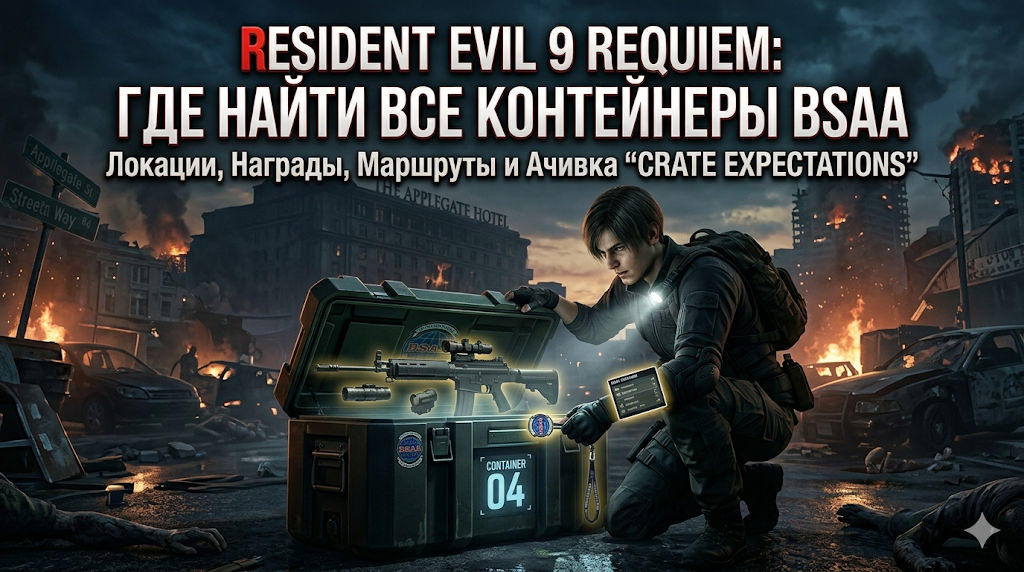 Леон Кеннеди открывает контейнер BSAA в городе