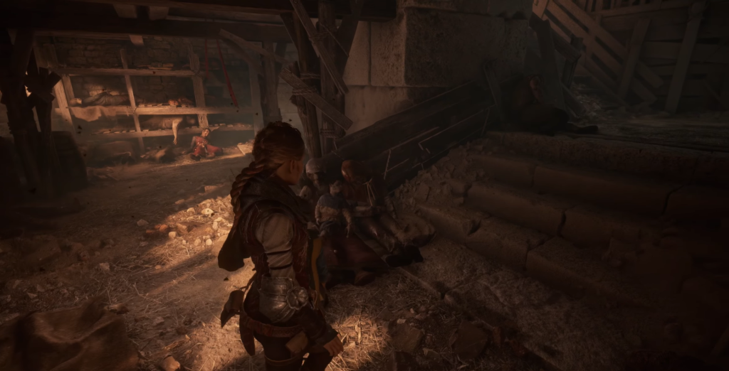 Амиция из A Plague Tale стоит в сарае