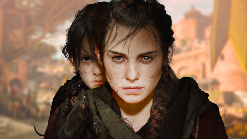 Амиция и Гуго де Рун стоят в городе A Plague Tale