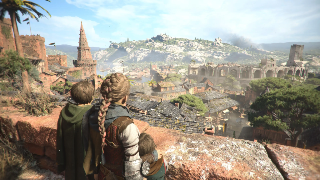 Амиция и Хьюго смотрят на город, A Plague Tale