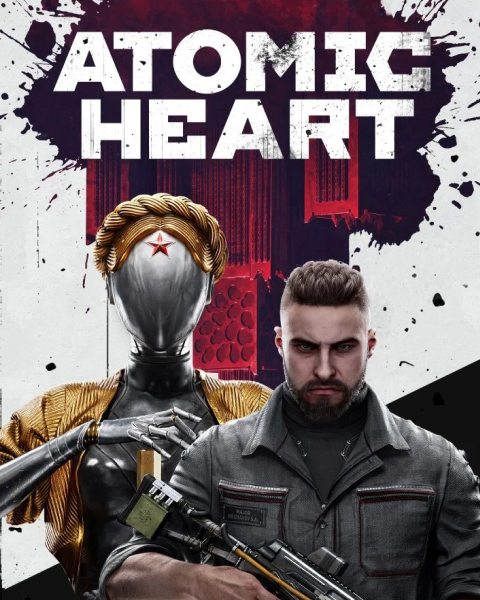 Майор Нечаев и робот-близняшка на постере Atomic Heart